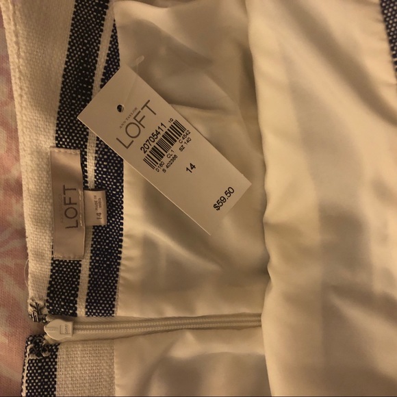 NWT Blue/White Striped Fringe Faux Wrap Skirt - Picture 4 of 4